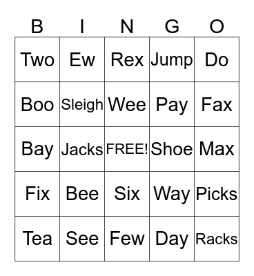 Max's Bingo Card