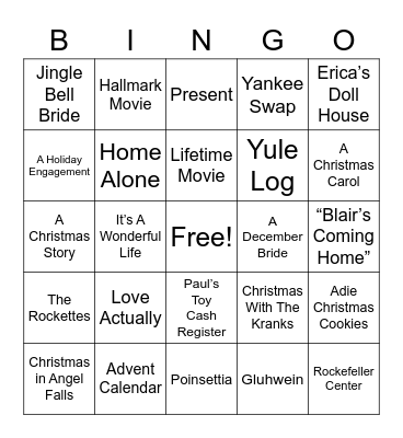 Family Christmas Bingo! Bingo Card