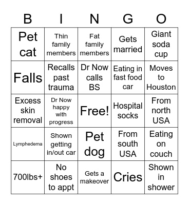 600 Lb Life Bingo Card