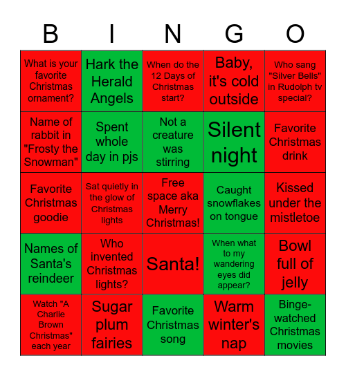 Family Christmas bingo 2020 Bingo Card