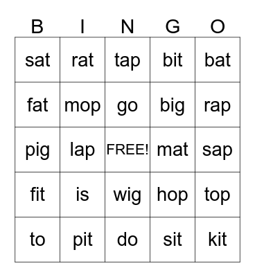 BINGO 4th Week of January Bingo Card