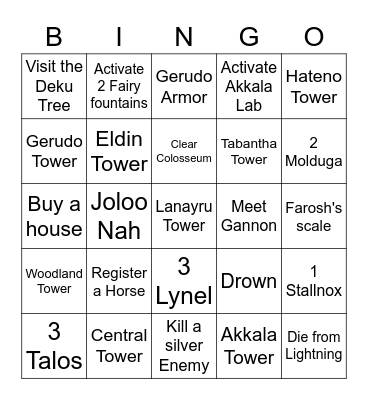 Botw Bingo Card