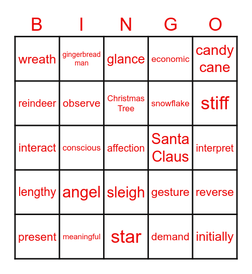 Christmas Bingo Card