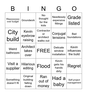 Grand Designs Bingo Card