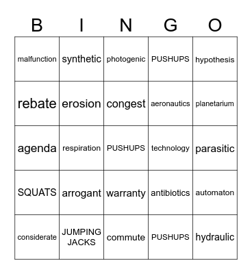 Grade 7 Week 29-30 Bingo Card