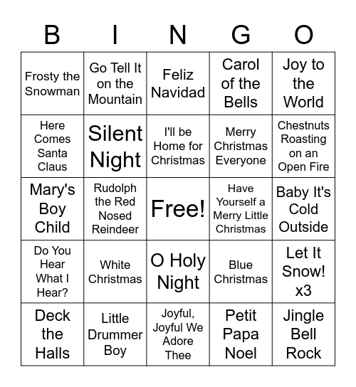 Gift of Music Christmas Extravaganza Bingo Card