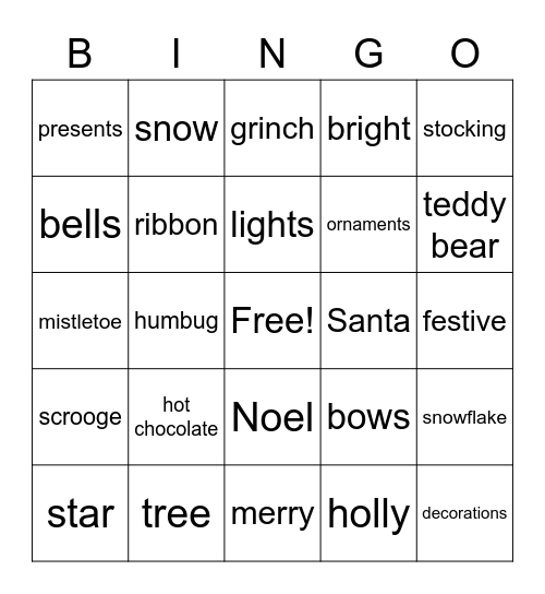 Christmas Bingo Card