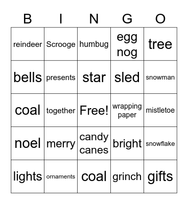 Christmas Bingo Card