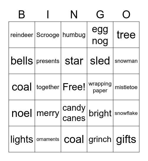 Christmas Bingo Card