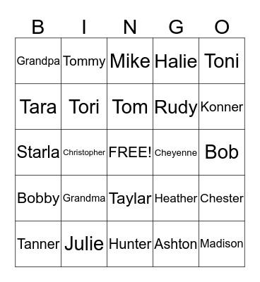 Family BINGO Card