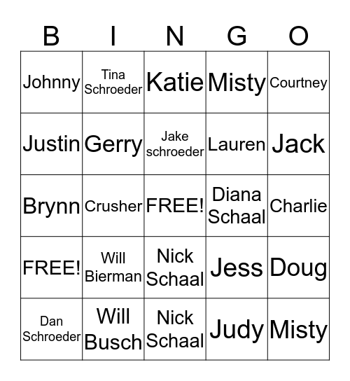 Family Bingo  Bingo Card