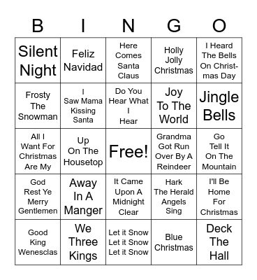 Christmas Songs Bingo Card