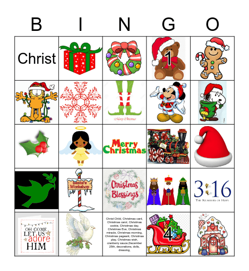 GLOW Christmas Bingo Card