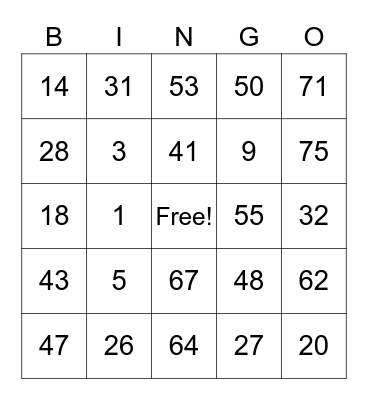 Untitled Bingo Card