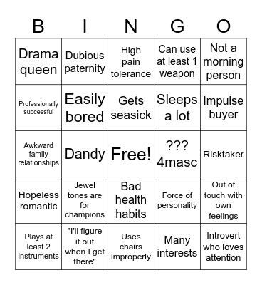 Relatably Phrased Perceval Bingo Card