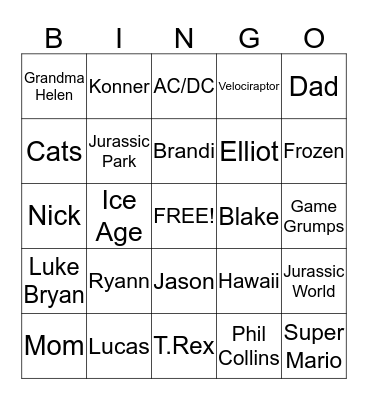 Best Buddies Bingo Card