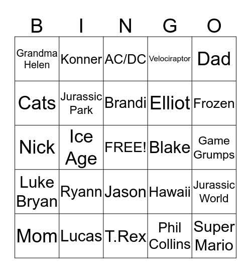 Best Buddies Bingo Card