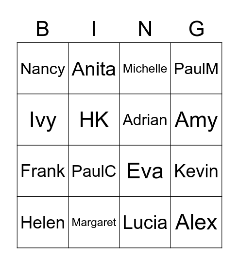 Zoom Christmas Party Bingo Card