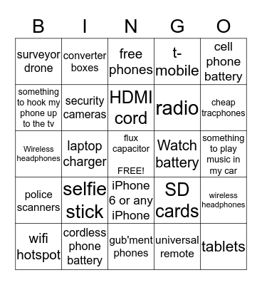 customer request Bingo Card