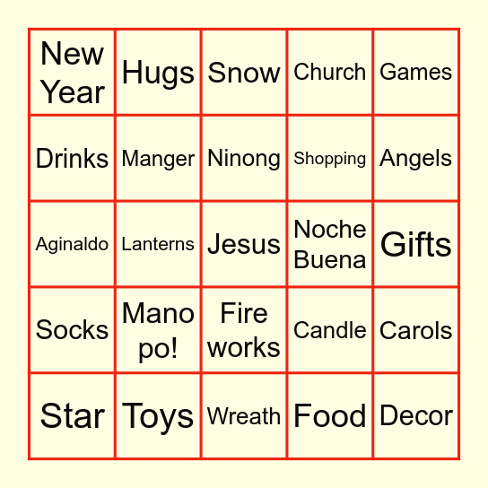 -- CHRISTMAS 2020 -- Bingo Card