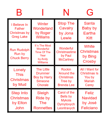 Christmas Music Bingo 2020!!! Bingo Card