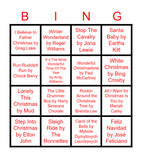 Christmas Music Bingo 2020!!! Bingo Card