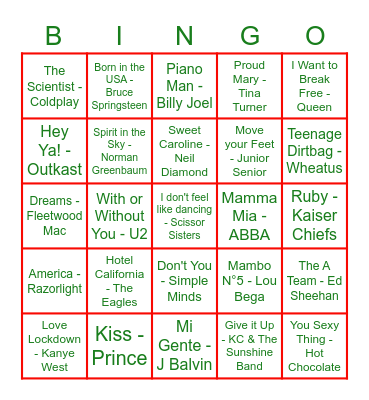 Xmas Beat The Intro Bingo Card