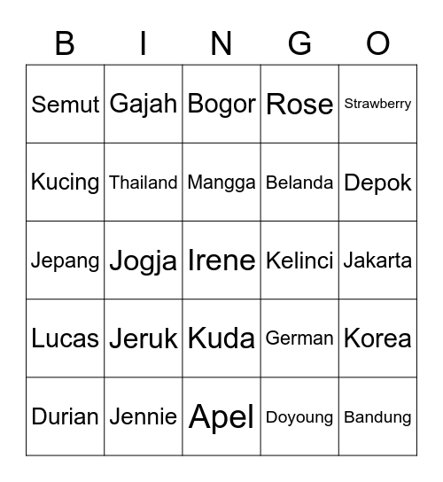 Acel Bingo Card