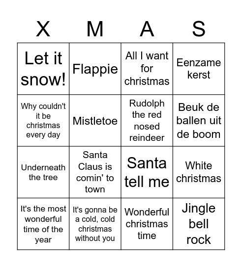 Kerstborrel BINGO bonusronde Bingo Card