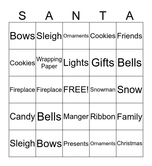 Christmas Bingo Card