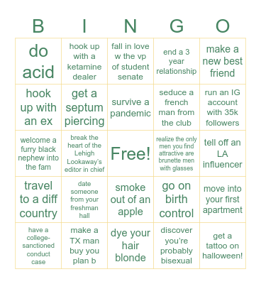 gracky’s 2020 bingo Card