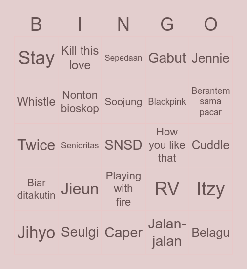 Jieun bingo Card