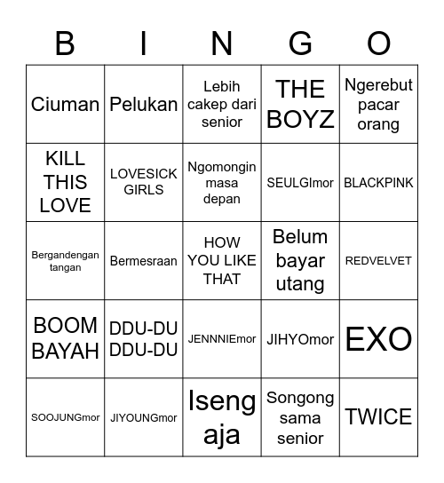 JIYOUNGmor Bingo Card