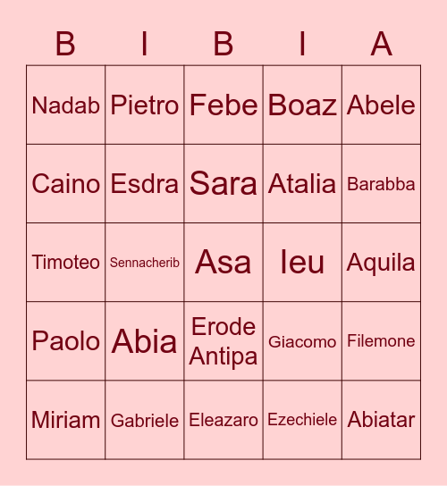 Bingo Bibblico 2! Bingo Card