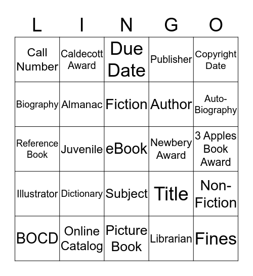 LIBRARY LINGO! Bingo Card