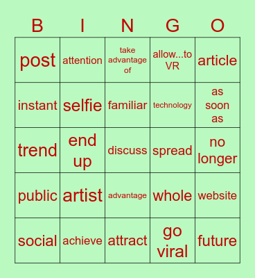 B1 L6 Bingo Card