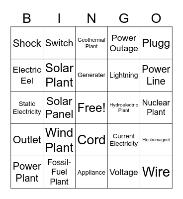 Electric Bingo Card