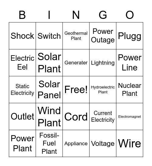 Electric Bingo Card