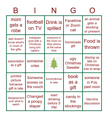 Keenum Christmas Bingo Card