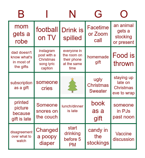 Keenum Christmas Bingo Card