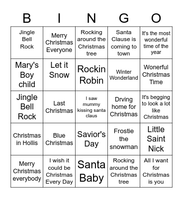 Christmas Record Bingo Card