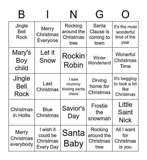 Christmas Record Bingo Card