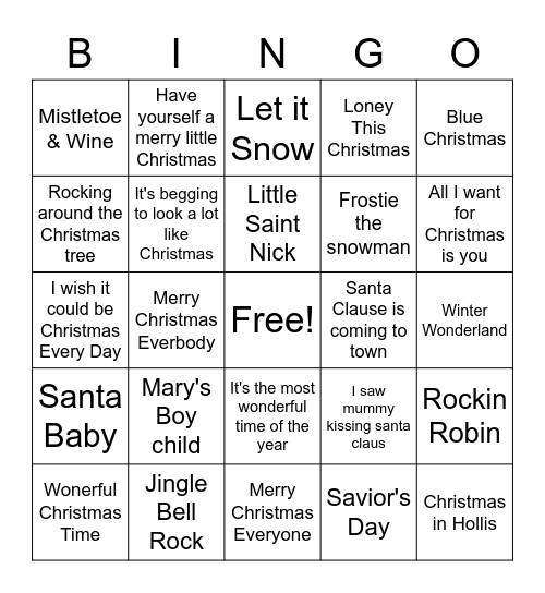 Christmas Song Bingo Free Printable Pdf
