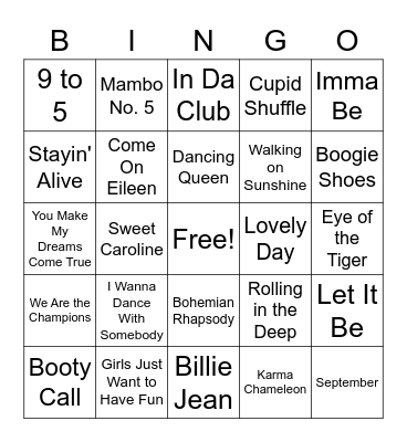 Music Bingo Card