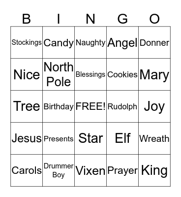 Christmas  Bingo Card