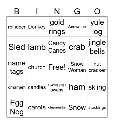 christmas bingo Card