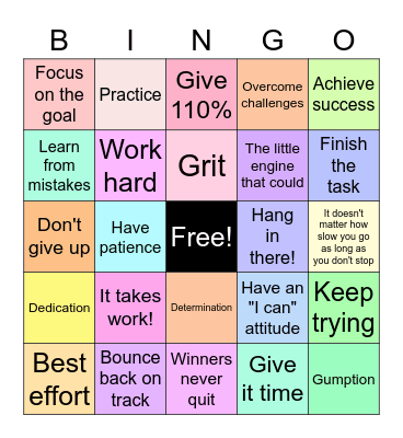 PERSEVERANCE Bingo Card