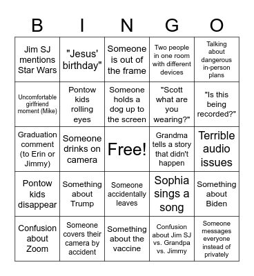 McDermott Christmas Bingo Card