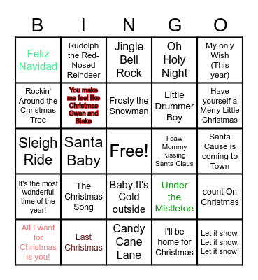 Christmas Songs! Bingo Card