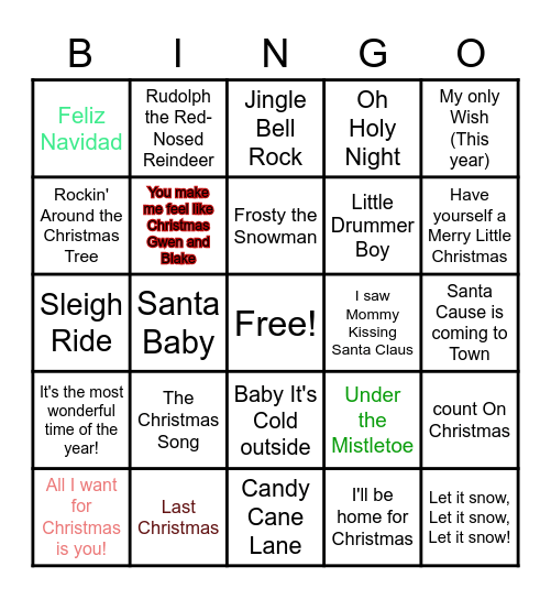 Christmas Songs! Bingo Card